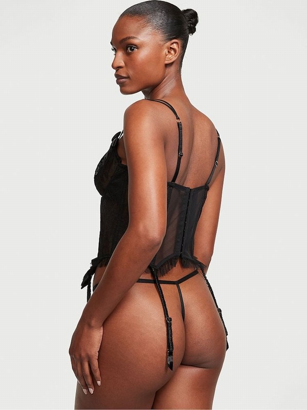 Black Victoria Secret Archive Lace Corset and Knicker Set Lingerie | ASGBY6810