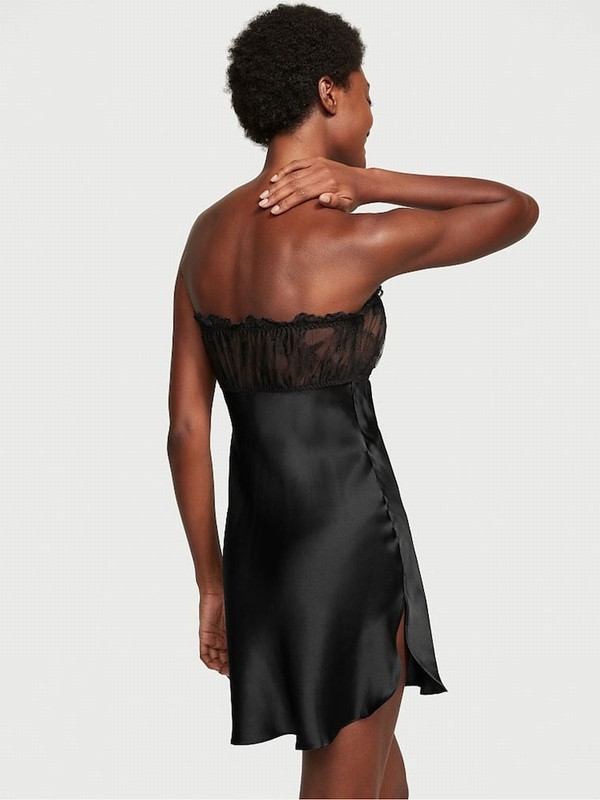 Black Victoria Secret Archive Lace Strapless Slip Lingerie | OEBTL3608