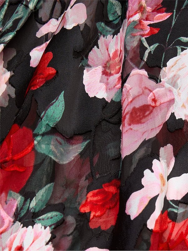 Black Victoria Secret Atelier Floral Atelier Burnout Satin Plunge Slip Lingerie | RCVDZ0531