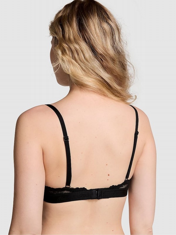 Black Victoria Secret Balcony Lace Bras | ZVLSY6702