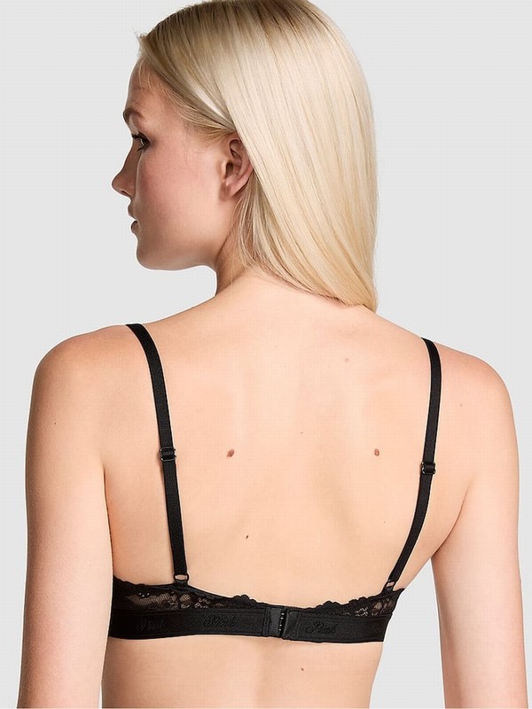 Black Victoria Secret Balcony Smooth Cup Lace Bras | KARVG1260