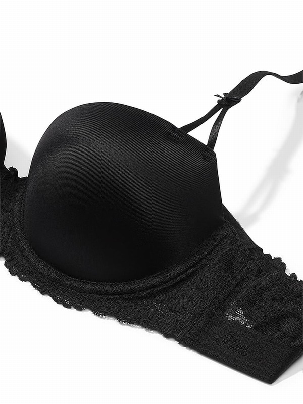 Black Victoria Secret Balcony Smooth Cup Lace Bras | KARVG1260