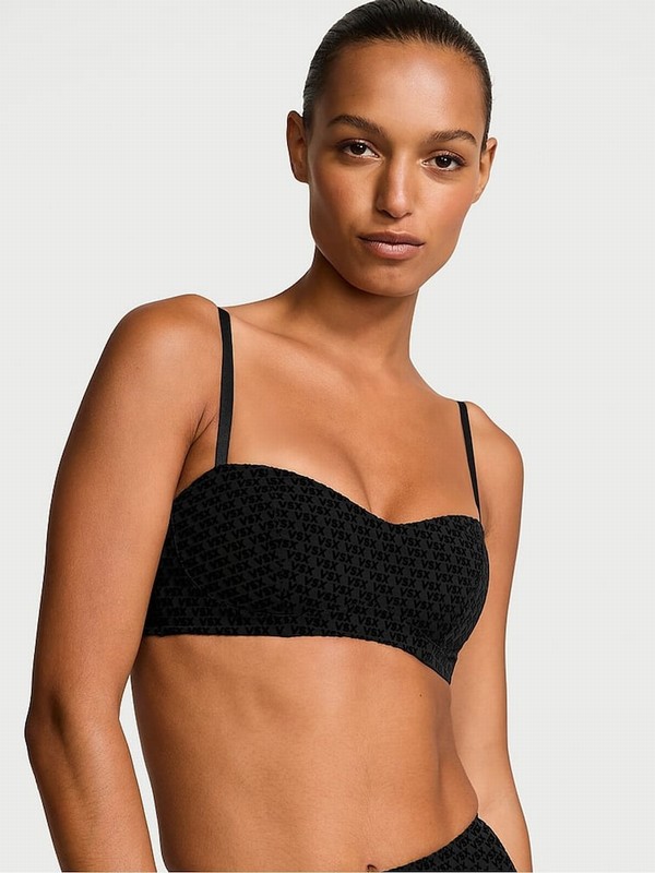 Black Victoria Secret Balcony VSX Elevate™ Logo Mesh Low Impact Sports Bra | EVOGZ7645