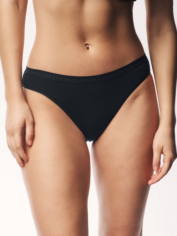 Black Victoria Secret Bikini Logo 4 Pack Underwear | IAUJR1362