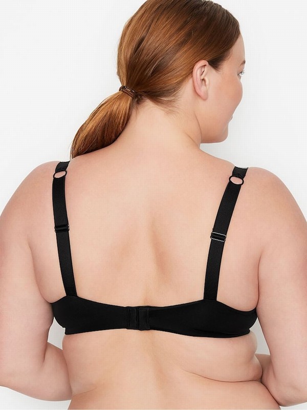 Black Victoria Secret Bombshell Add 2 Cups Push Up Shine Strap Bras | PEXIM3507