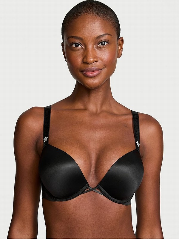 Black Victoria Secret Bombshell Add 2 Cups Star Shine Push Up Bras | BRJAK1463