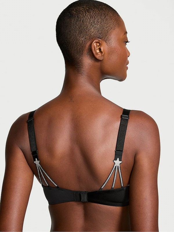 Black Victoria Secret Bombshell Add 2 Cups Star Shine Push Up Bras | BRJAK1463