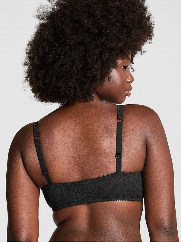 Black Victoria Secret Bralette Lace Strappy Back Halternecklette Bras | VSAIZ0473