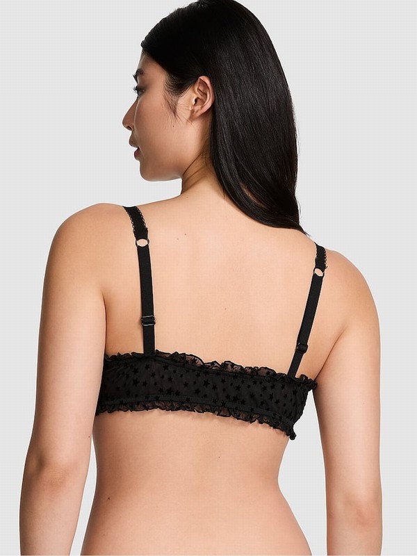 Black Victoria Secret Bralette Star Chaser Lace Unlined Bras | UKMXT9086