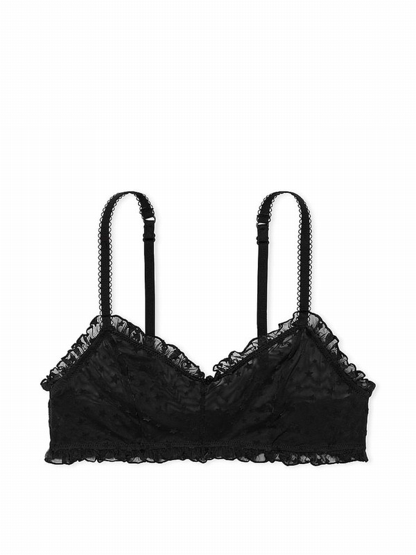 Black Victoria Secret Bralette Star Chaser Lace Unlined Bras | UKMXT9086