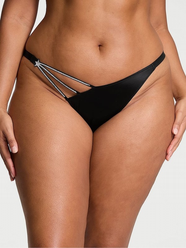 Black Victoria Secret Brazilian Star Shine Underwear | XSQIY2157