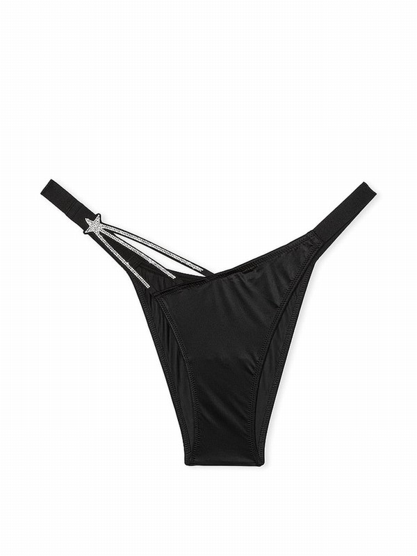 Black Victoria Secret Brazilian Star Shine Underwear | XSQIY2157