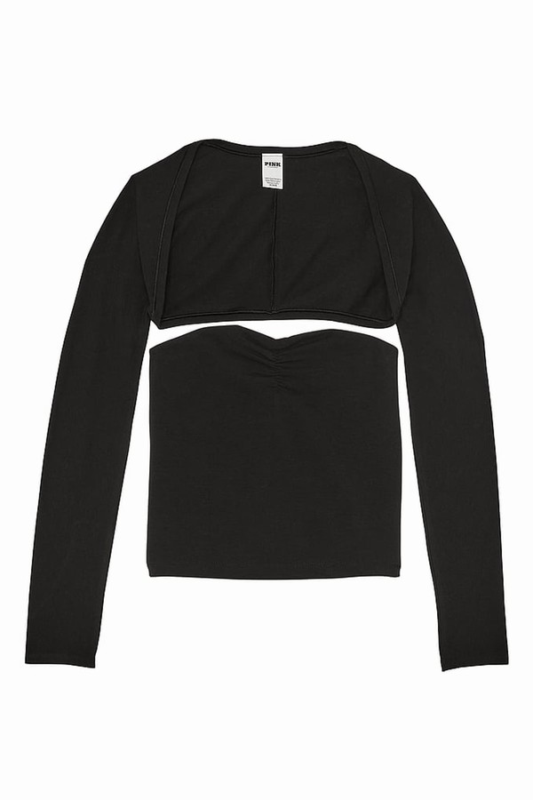 Black Victoria Secret Cotton Balero Long Sleeve T Shirts | BUSVF0497