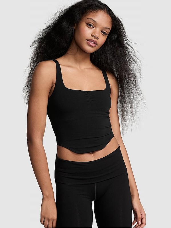 Black Victoria Secret Cotton Cami Top Tops | PUBYA6982