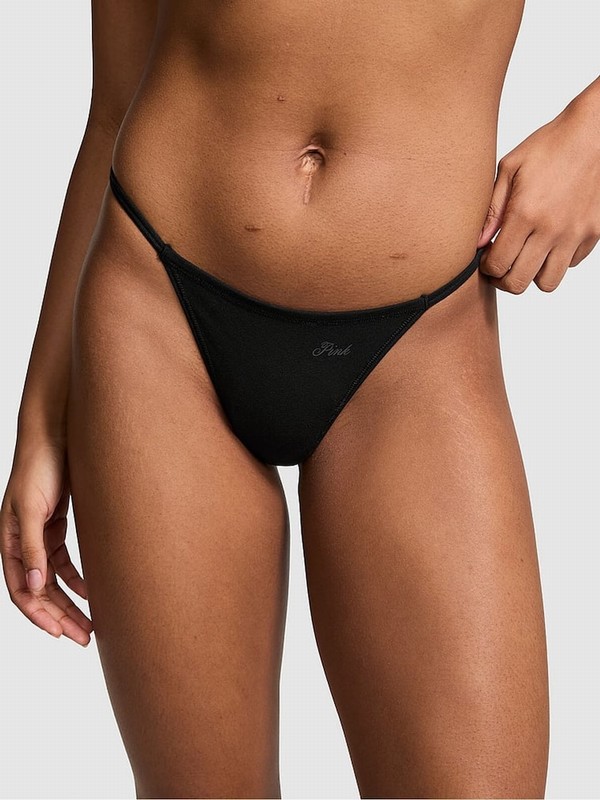 Black Victoria Secret Cotton G String Underwear | YILEJ3049