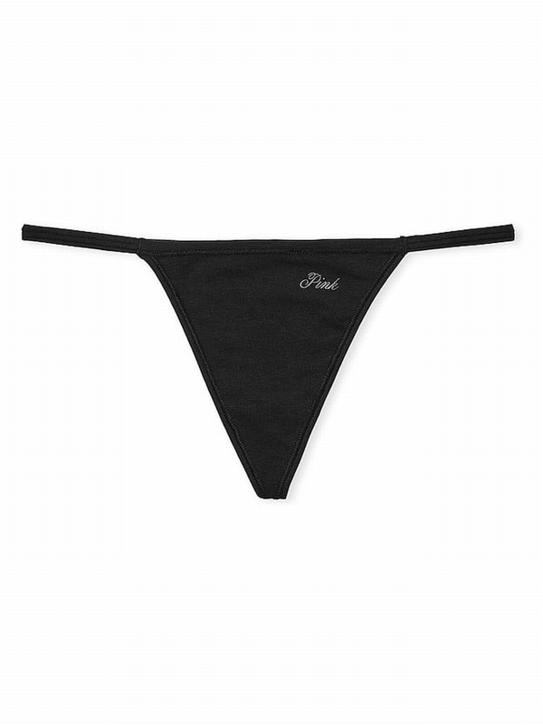 Black Victoria Secret Cotton G String Underwear | YILEJ3049