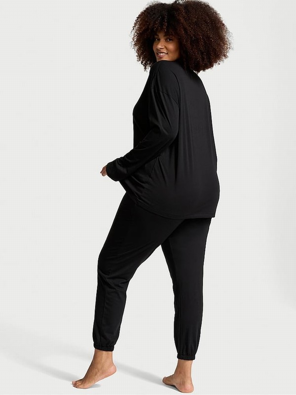 Black Victoria Secret Cotton Long Nightwear | SOTQG6490