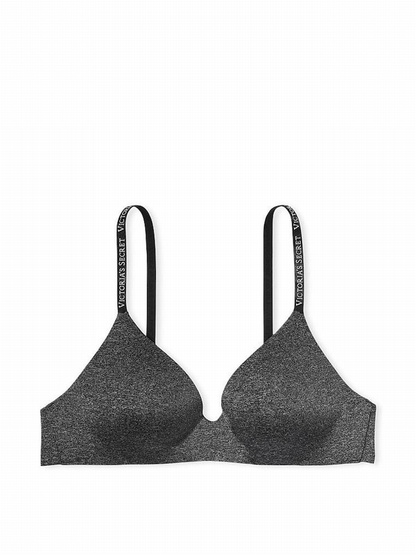 Black Victoria Secret Cotton Non WiLightly Lined Bras | AXEOI7103