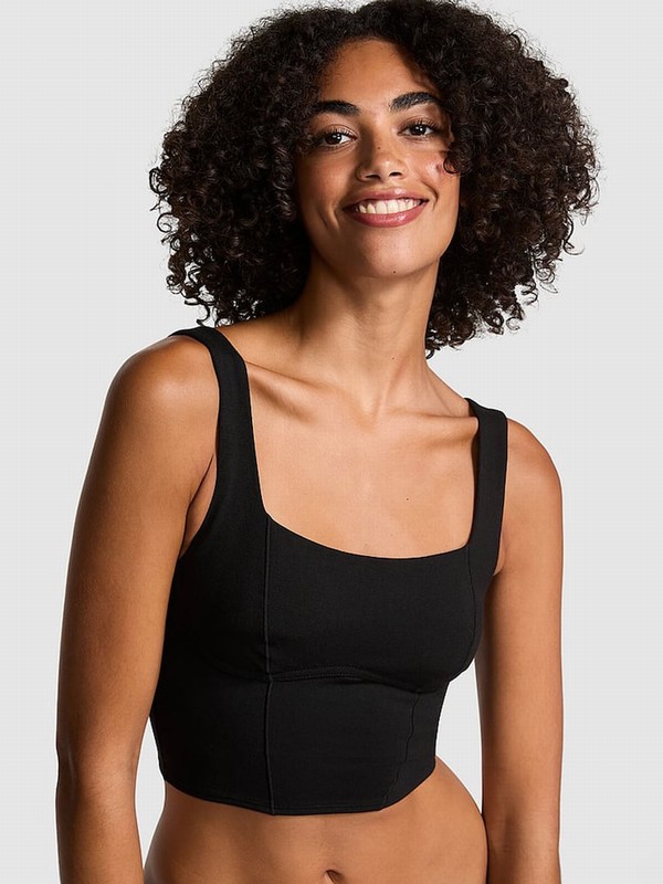 Black Victoria Secret Cotton Scoop Top Bras | URXPT8102