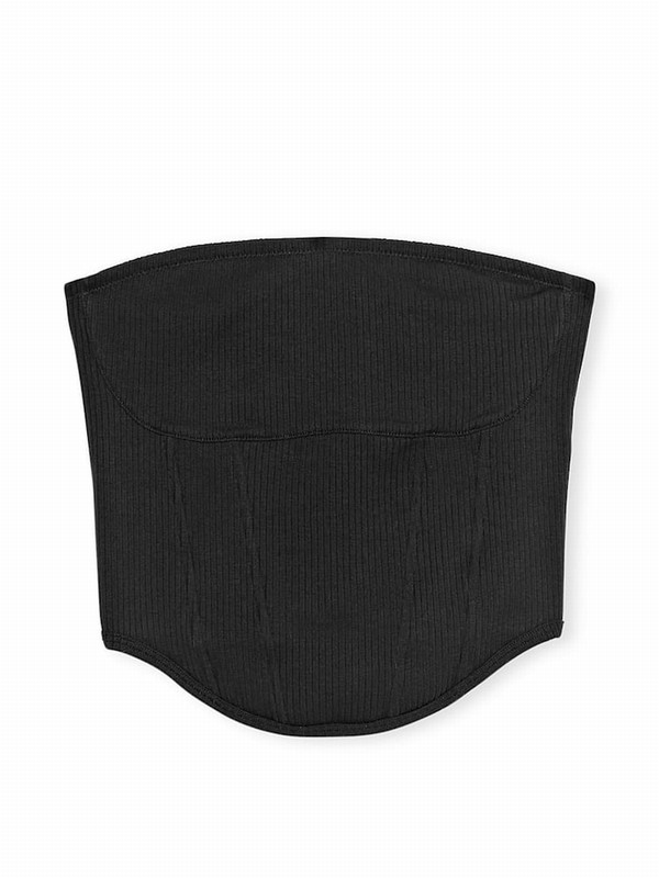 Black Victoria Secret Cotton Strapless Corset Top Lingerie | SGIPL9452