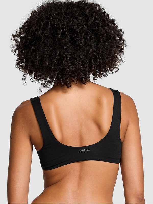 Black Victoria Secret Cotton Unlined WiBralette Bras | FCBSO4091
