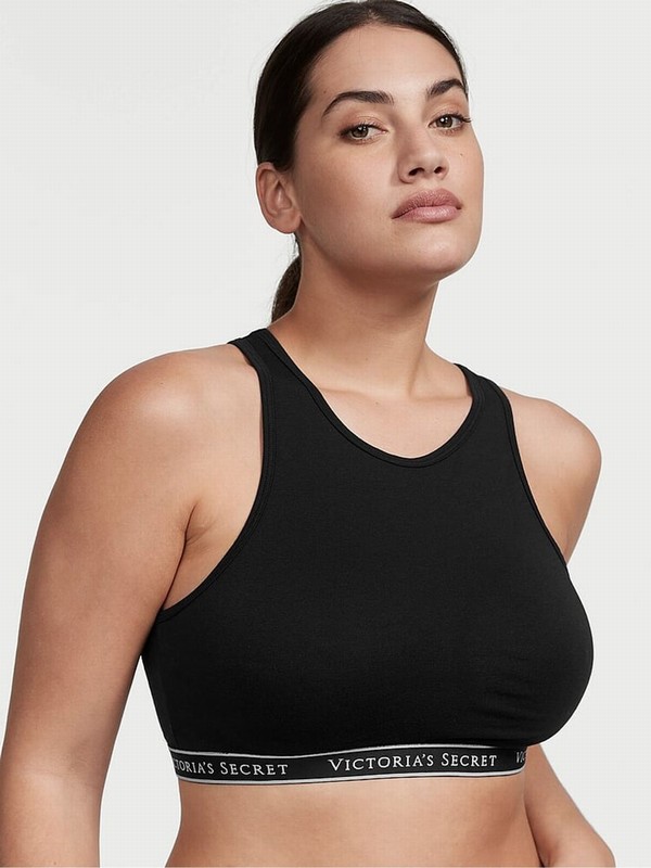 Black Victoria Secret Cottonlette Low Impact Bras | SZOYG7245