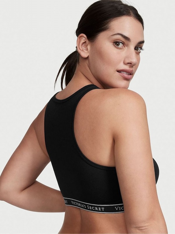 Black Victoria Secret Cottonlette Low Impact Sports Bra | SMQGZ6247