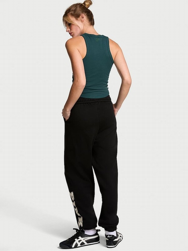 Black Victoria Secret Cuffed Fleece Joggers | ZQNFI6219