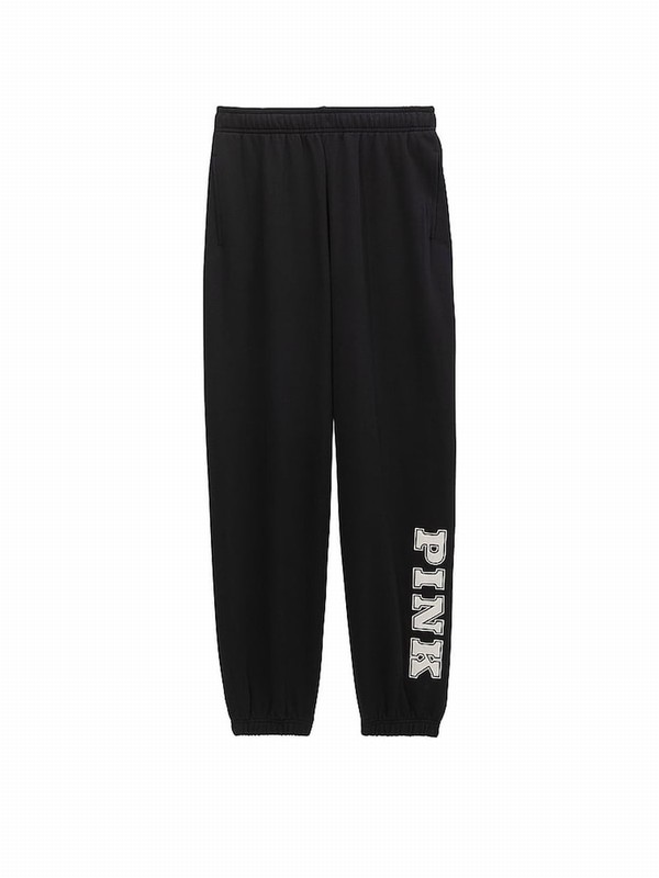 Black Victoria Secret Cuffed Fleece Joggers | ZQNFI6219