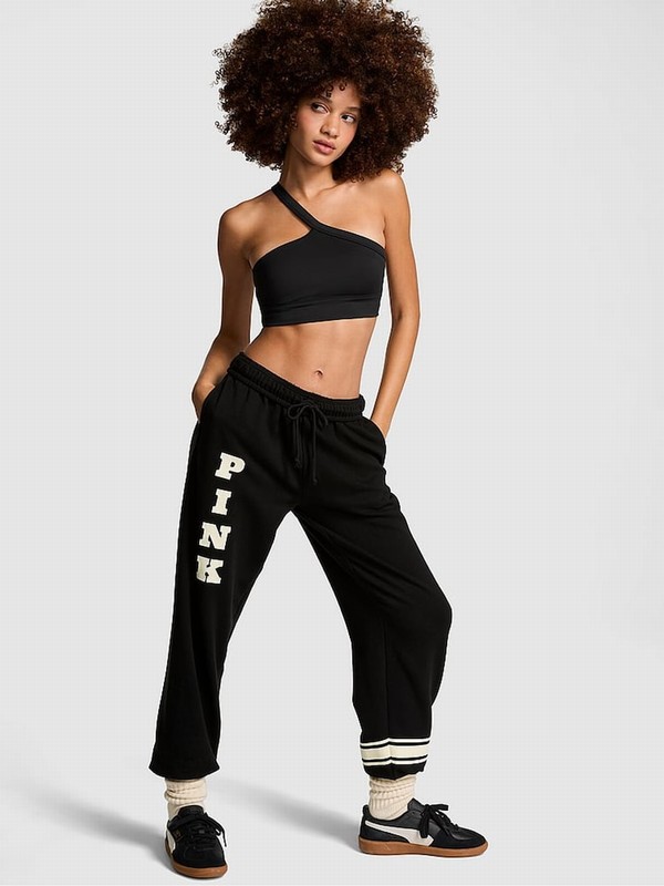 Black Victoria Secret Cuffed Fleece Joggers | GJYPN2365