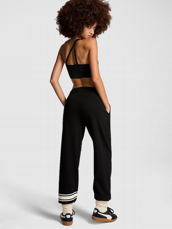 Black Victoria Secret Cuffed Fleece Joggers | GJYPN2365