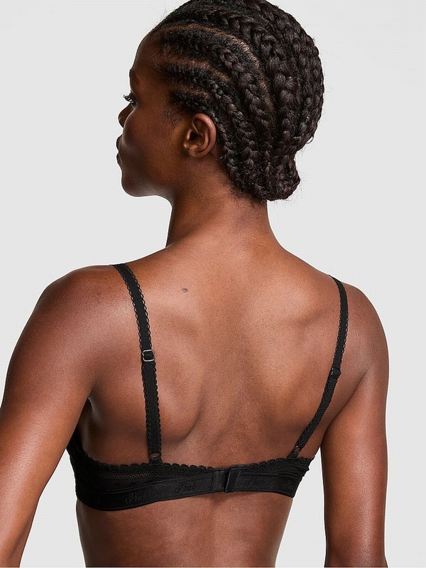 Black Victoria Secret Dainty Dot Balcony Lace Bras | LZRUS8275