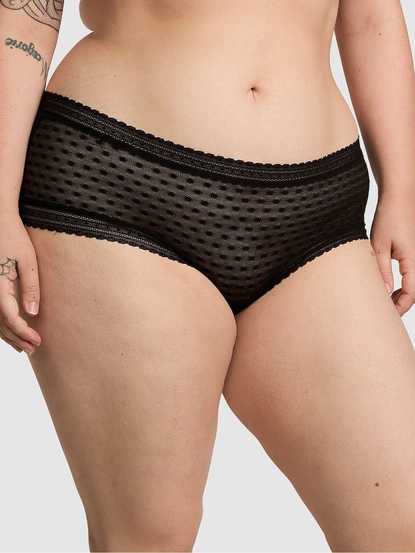 Black Victoria Secret Dainty Dot Cheeky Underwear | RSQAX4209