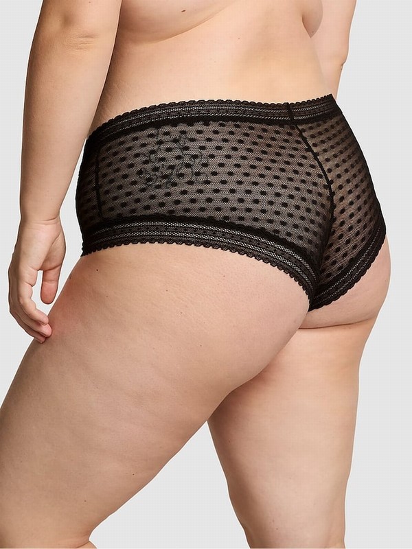 Black Victoria Secret Dainty Dot Cheeky Underwear | RSQAX4209
