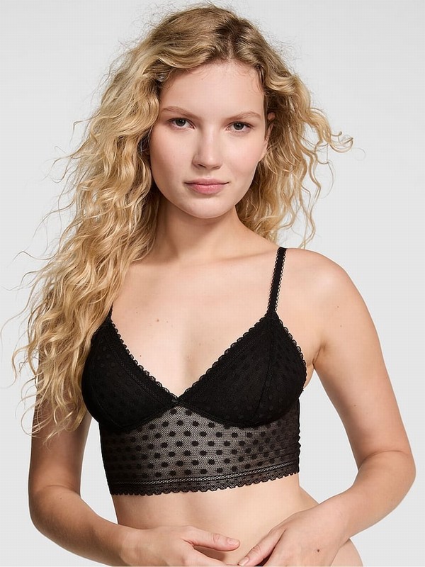 Black Victoria Secret Dainty Dot Lacelette Bras | BVLKD5470