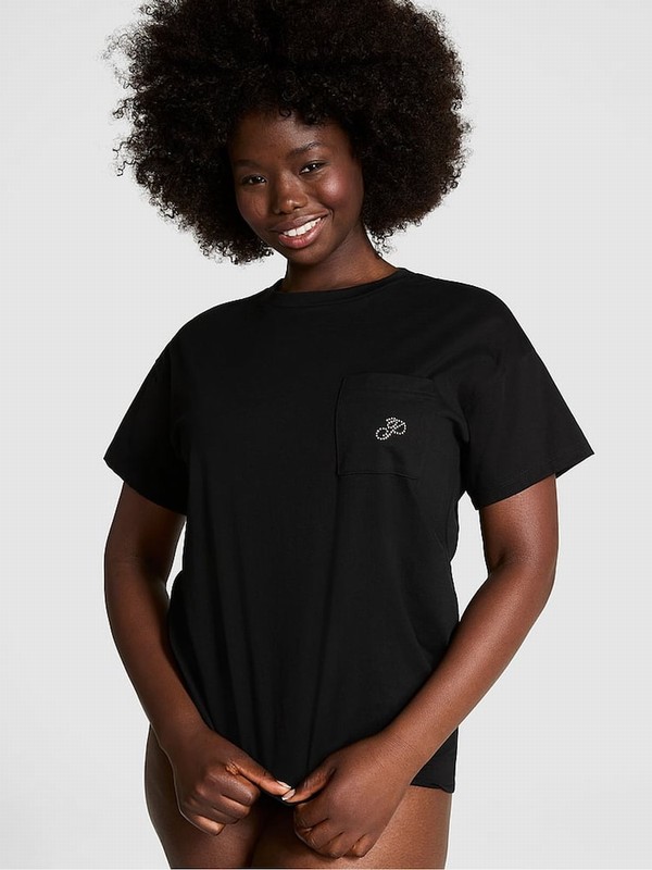 Black Victoria Secret Diamante Cotton Nightwear | JPEGO1682