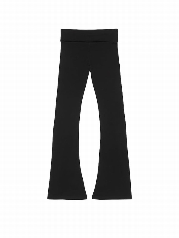 Black Victoria Secret Diamante Diamante Cotton Foldover Flare Leggings | MZEOG0832