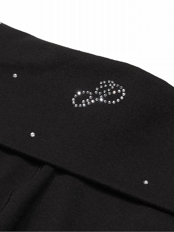 Black Victoria Secret Diamante Diamante Cotton Foldover Flare Leggings | MZEOG0832