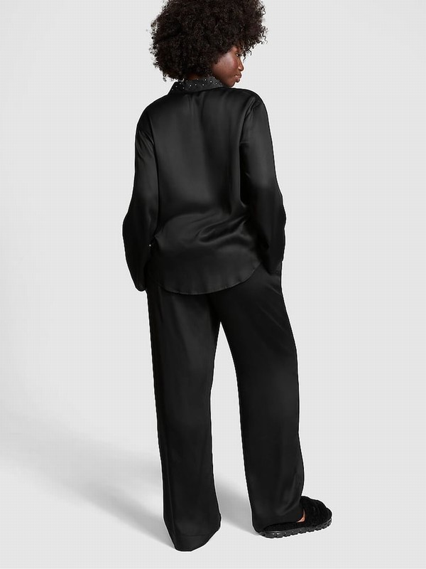 Black Victoria Secret Diamante Long Nightwear | GUWKY4208