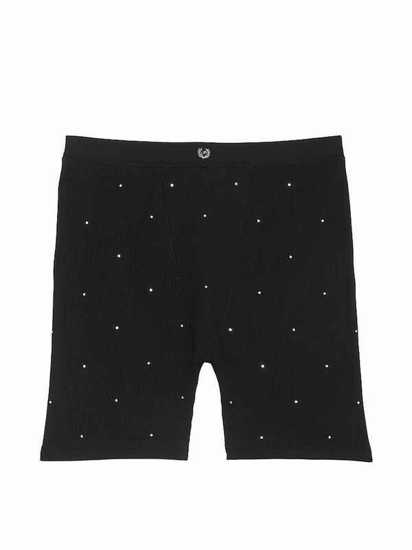 Black Victoria Secret Diamante Thermal Boxer Nightwear | XARWG5274