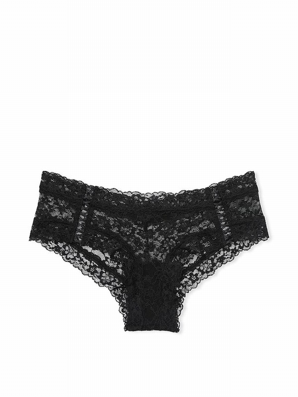 Black Victoria Secret Double Side Lace Up Cheeky Underwear | DNLVO1206