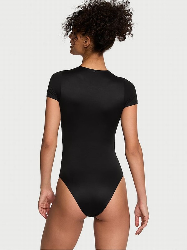 Black Victoria Secret FeatherSoft™ BODYWEAR-Sleeve Bodysuit Lingerie | WMTSE4192