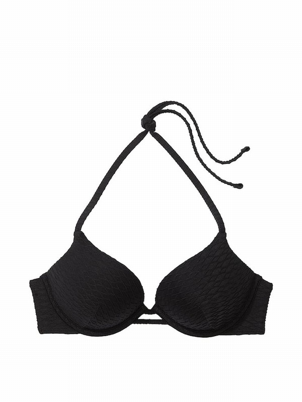 Black Victoria Secret Fishnet Add 2 Cups Push Up Bikini Top | SIAJL7138