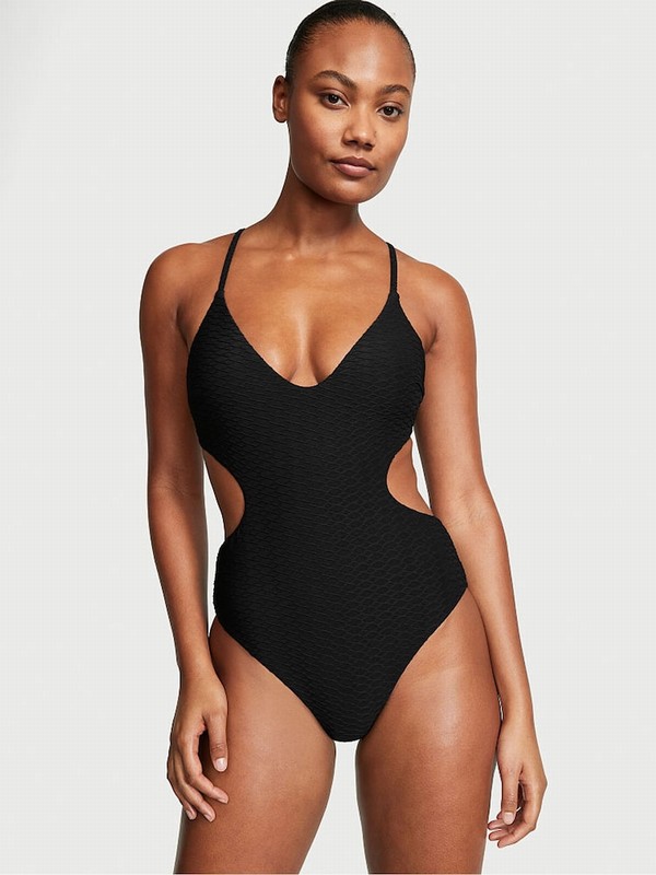 Black Victoria Secret Fishnet Cutoutsuit Swimsuits | JQYMU1720