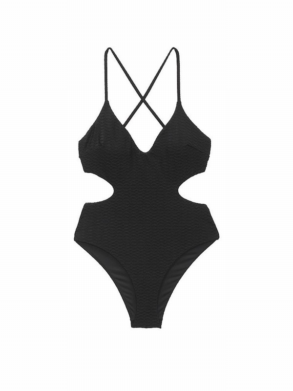 Black Victoria Secret Fishnet Cutoutsuit Swimsuits | JQYMU1720
