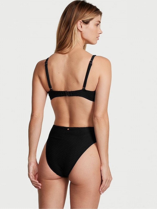 Black Victoria Secret Fishnet High Leg Bikini Bottom | JENFL7908