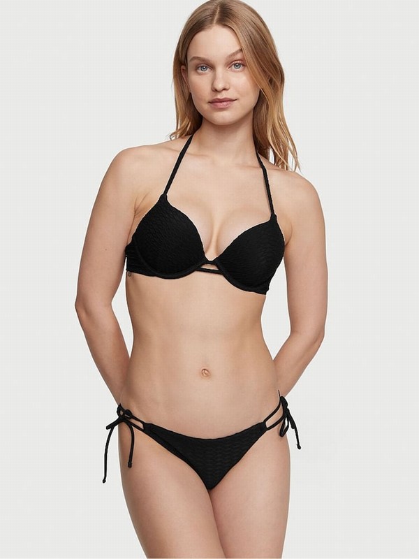 Black Victoria Secret Fishnet Tie Side Bikini Bottom | AISKT9312