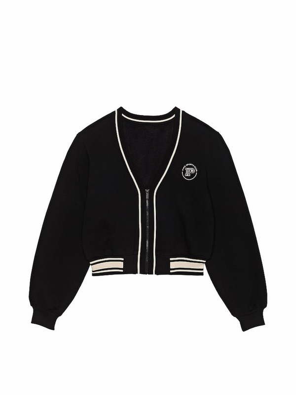 Black Victoria Secret Fleece Cardigans | FCMPK3684