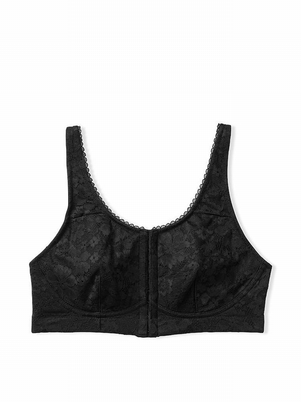 Black Victoria Secret Front Fastening Post Surgery Unlined Bras | NPGVF3904