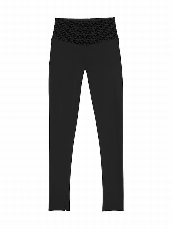 Black Victoria Secret Full Length VSX Elevate™ Logo Mesh Pocket Leggings | EVLPR9140